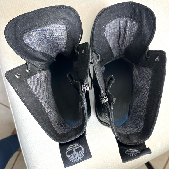 Timberland Sienna Embossed Boot Leather Lug Sole Side-Zip Whimsigoth Black 7.5 - Picture 9 of 14